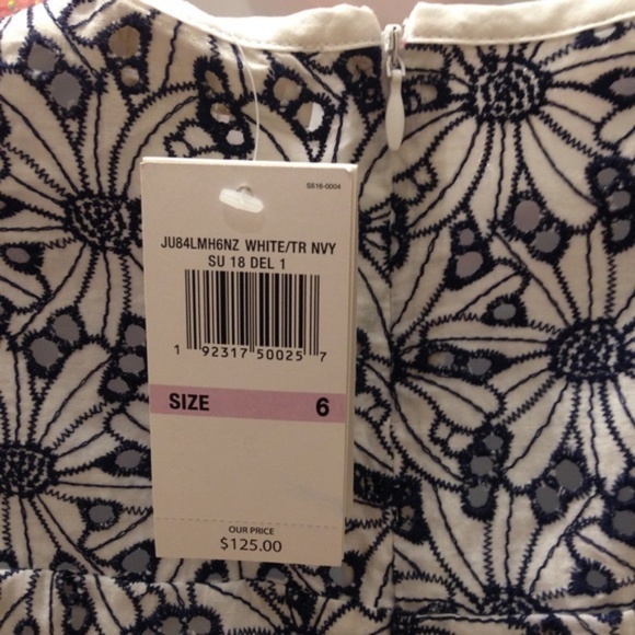 MK Michael Kors True Navy White Floral Peplum Top - Picture 3 of 3